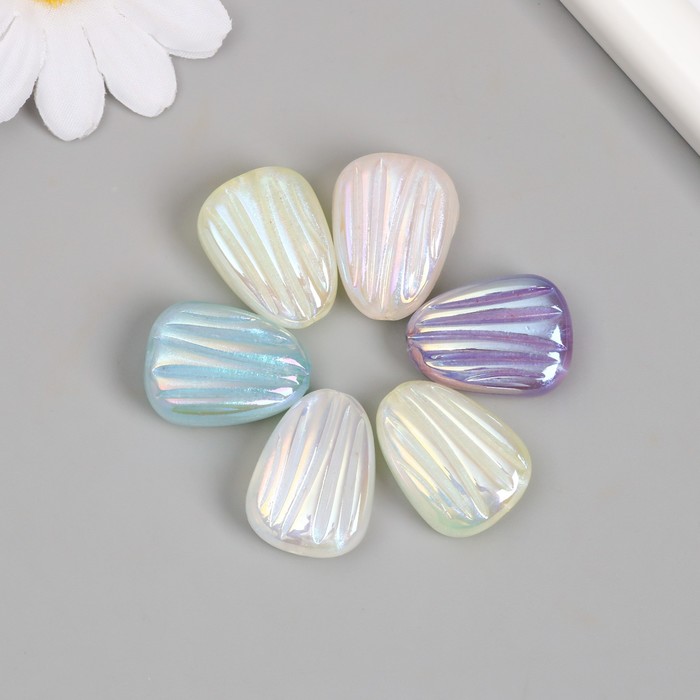 Бусина для творчества пластик «Неправильной формы с полосками», перламутр, 1×1.8×2.6 см, МИКС